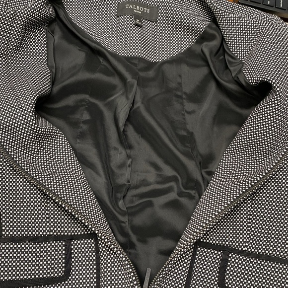 Talbots Petites Blazer Women’s Black and White Tweed Zip up Size 2P ‎ Business - Picture 7 of 10